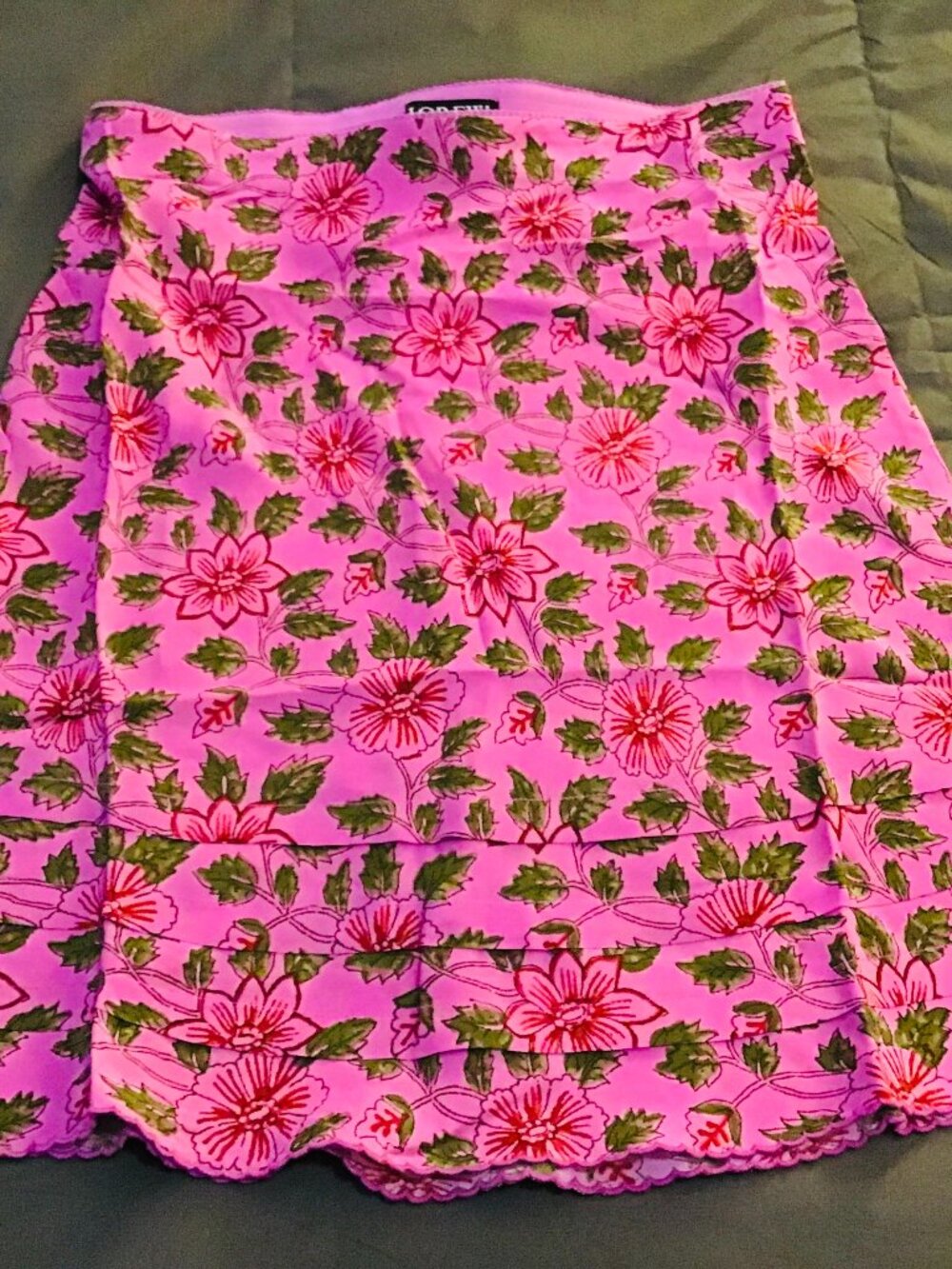 J.Crew Ruffle Trim Slip Skirt Floral Crepe de Chine Bright Purple XS
